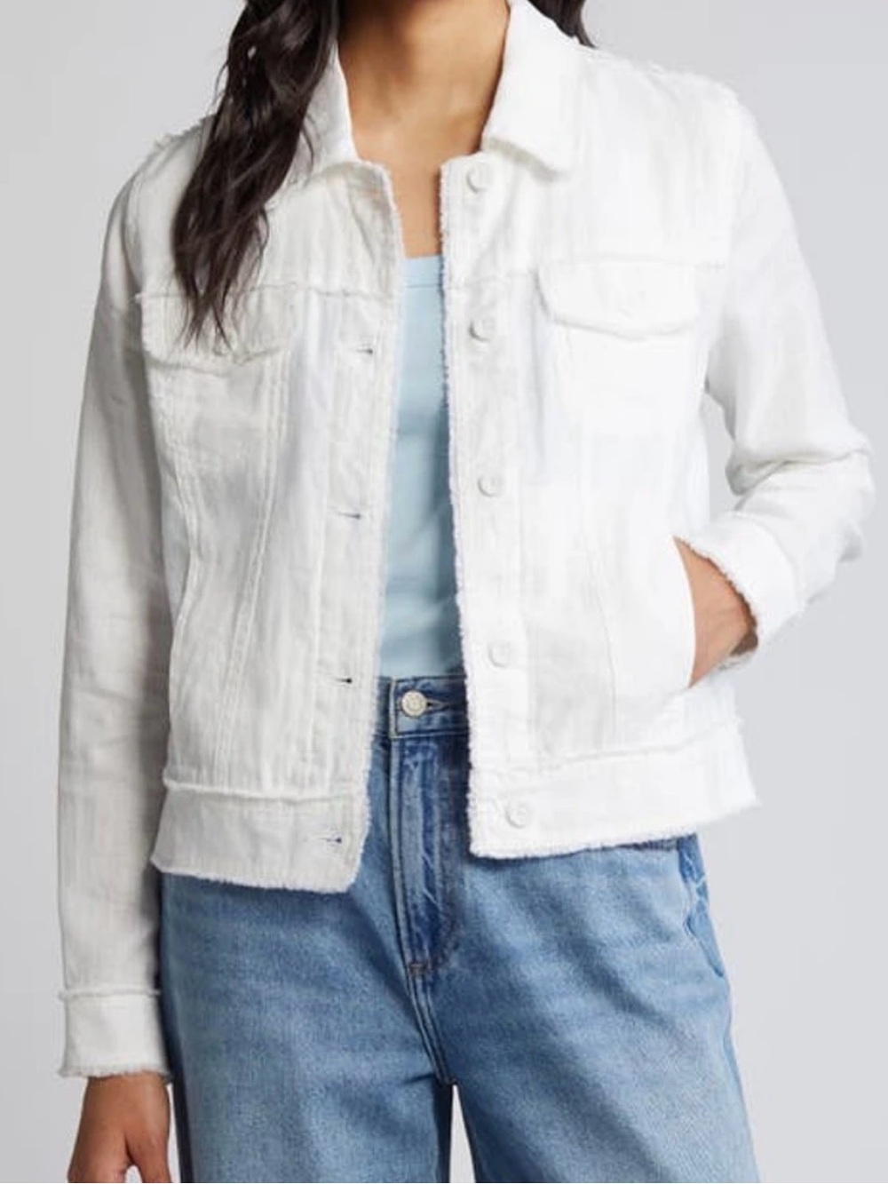 Tommy Bahama two palms raw edge linen jacket.